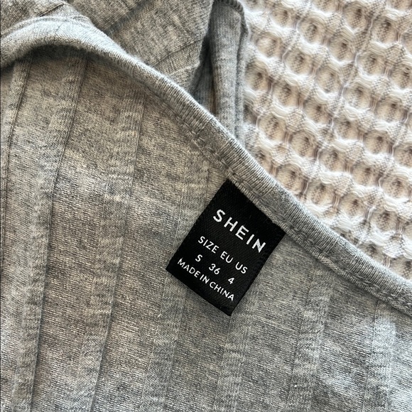 Shein One-Shoulder Gray Mini Dress Ribbed and flare bottom size S - Picture 4 of 4